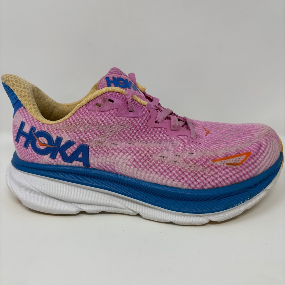 Hoka Clifton 9 Women's Size 6.5 Wide Pink Blue Running Shoes (1132211 CSLC)